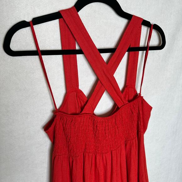 NWT Valentina Naldi Italian Red Linen Blend Crossback Sundress – Size L - Picture 6 of 11